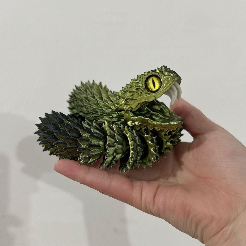 with Movable Joints 3D Printed Articulated Snake Retractable Teeth Figurine 3D Printed Snake Kids
