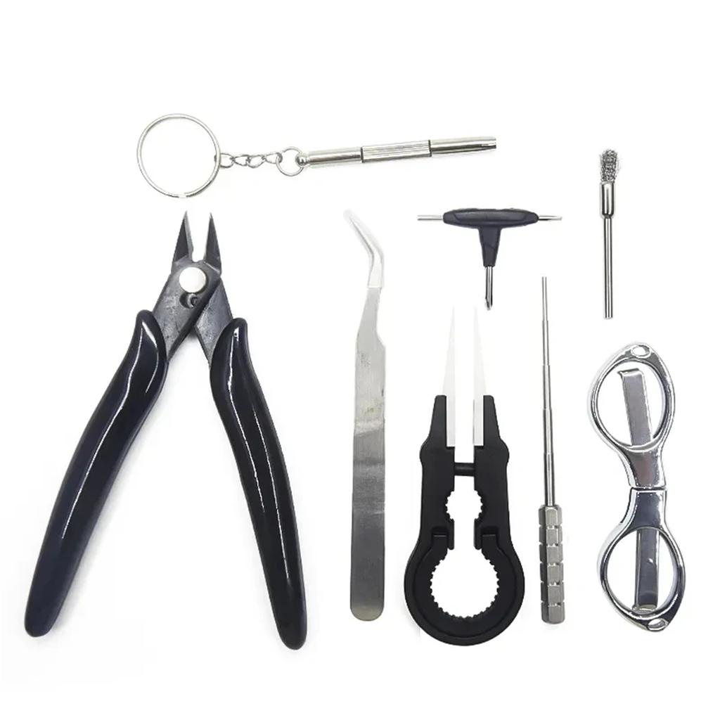 9pcs Repair Tool Kit Ceramics Tweezers Cotton Scissors Brush Screwdrivers Winding Bar