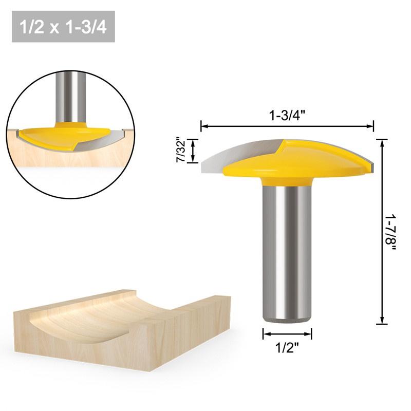 Фреза с маленькой чашей - радиус 1,65 дюйма - ширина 1-3/4 дюйма для деревообрабатывающего режущего инструмента, 1/4 дюйма, 6 мм, 8 мм, 12 мм, хвостовик 1/2 дюйма