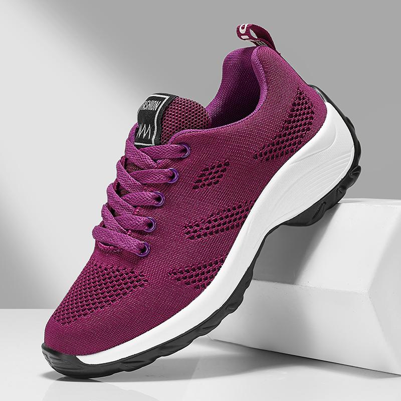 2024 женские повседневные кроссовки для бега на открытом воздухе, противоскользящие модные летние кроссовки на платформе со шнуровкой, дышащая сетчатая прогулочная вулканизированная обувь