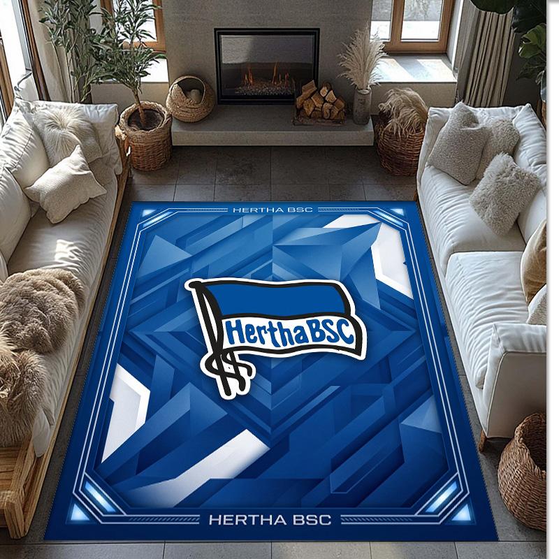 hertha bsc FC Soccer Football Pattern Soft Area Rug Non Slip Indoor Floor Carpet Sports Decor Mat for Bedroom