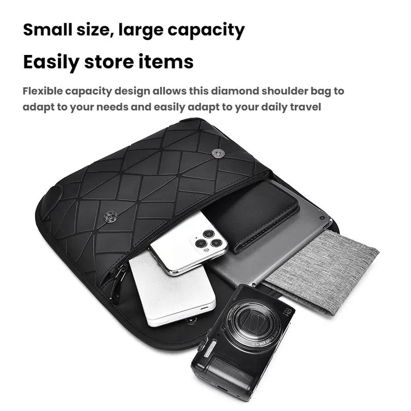Модная мужская сумка через плечо с ромбовидной сеткой Crossbody Bag Подходит для повседневных сумок через плечо Сумок для поездок на работу Сумок для телефона