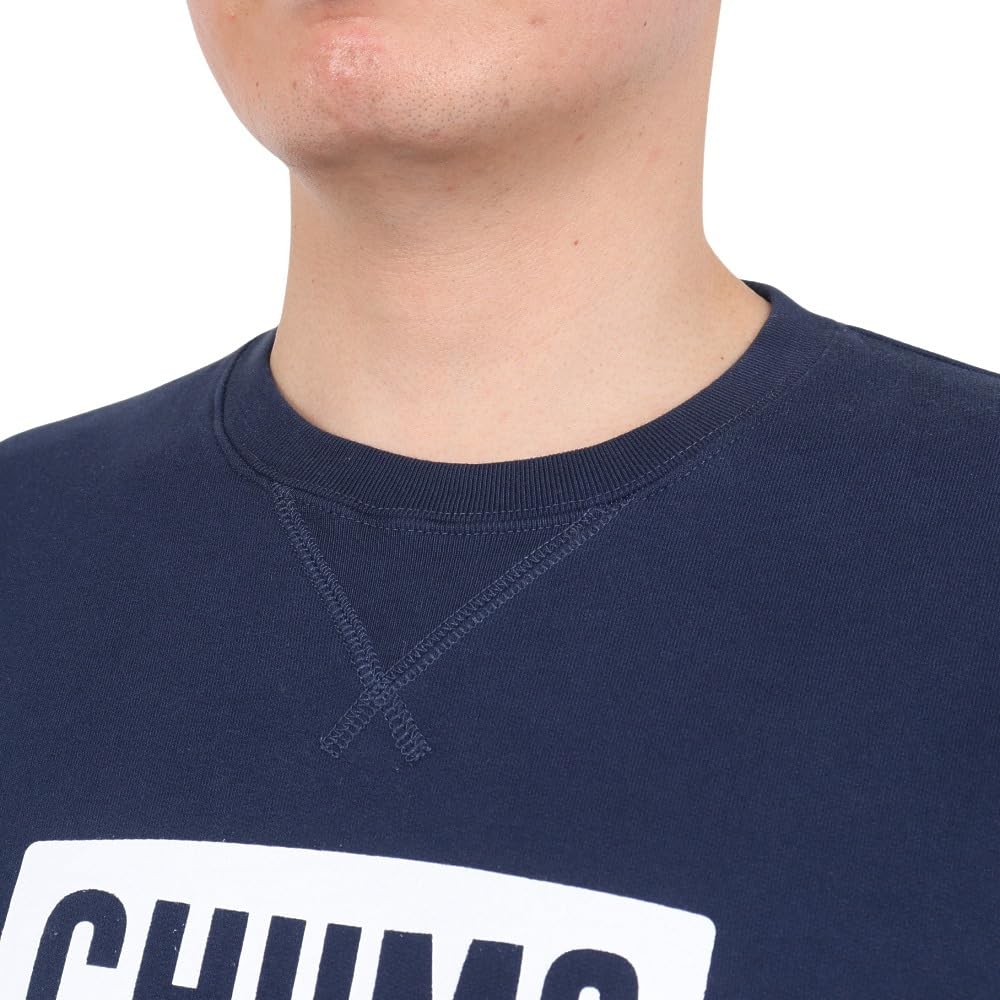 Толстовка с логотипом Crew Top [Chums] мужская темно-синяя×белая