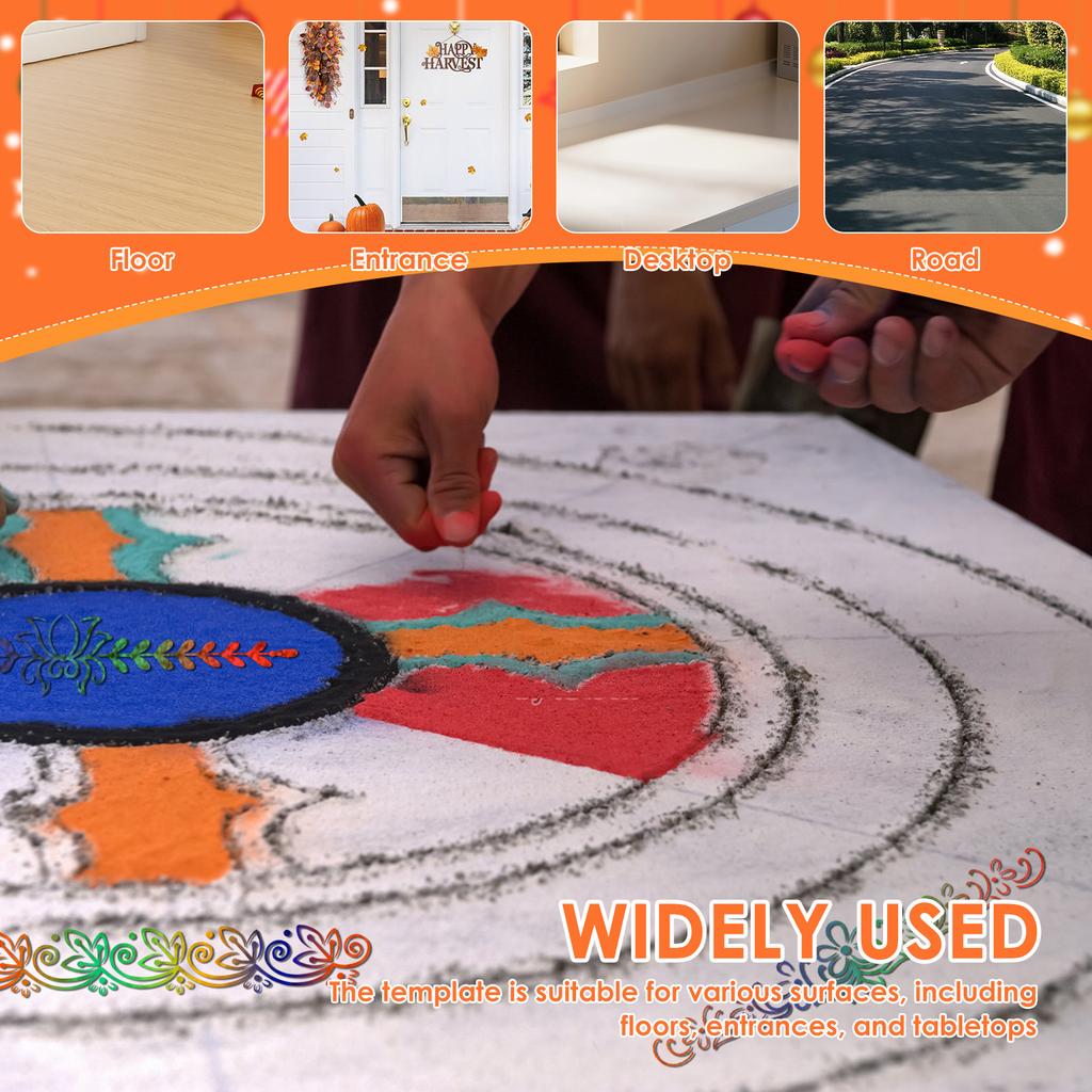 8 шт. Трафареты Ранголи на Дивали 11,8 дюйма Деревянный трафарет для рисования Ранголи Инструмент Набор для DIY изготовления для напольных поделок Фестивальный декор