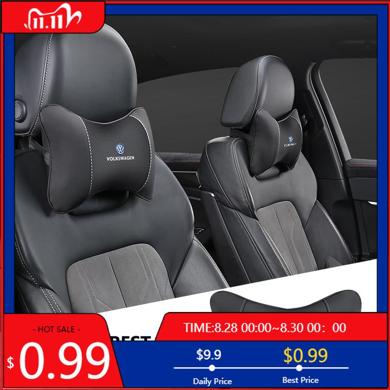 VW GTI GOLF 2026 Hot For VW VOLKSWAGEN 1Pcs Car Seat Headrest Auto Logo Neck Pillow For Volkswagen Lavida R-Line Polo Magotan GT