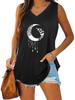 Женская модная майка без рукавов с V-образным вырезом и принтом, летний повседневный пуловер, свободная майка