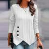 Women's   T-Shirt Retro Slim Slim Long Sleeve Round Neck Button Knit Sweater
