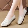 Women's Flats Loafers Driving Shoes Moccasins White Flats Casual Soft Summer Hollow Walking Shoes for Mother