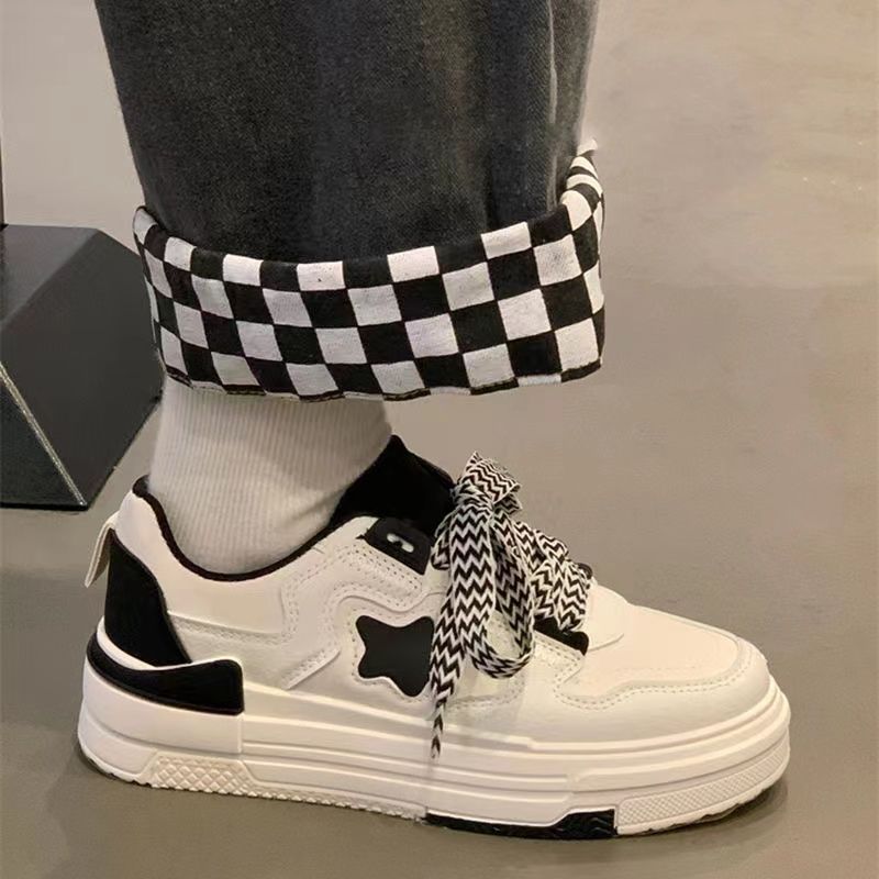 Модные женские кроссовки на платформе со звездным дизайном, на шнуровке, для скейтборда, на плоской подошве, удобные кроссовки для бега, для тенниса, для бега