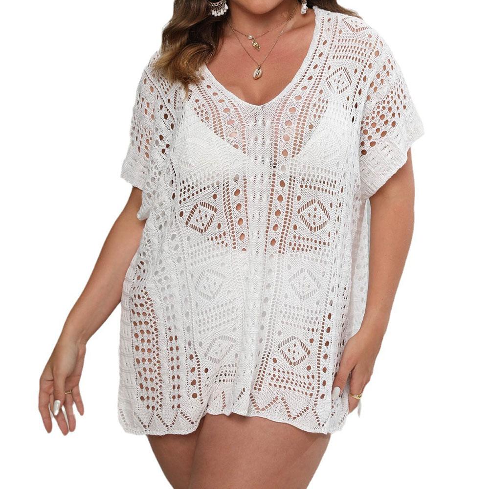 Женская пляжная накидка с вырезом, вязаный свитер, пляжный отдых, бикини, накидка