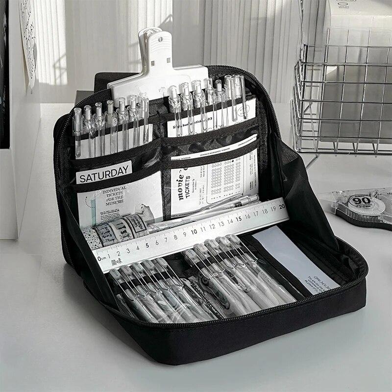 12-слойная грязеотталкивающая сумка-карандаш большой емкости с пандой, эстетическая школьная коробка, чехол для канцелярских принадлежностей, пенал на молнии, школьные принадлежности