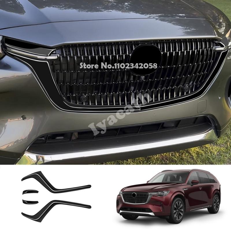 For mazda CX-60 CX60 CX-80 CX80 CX-90 CX90 2024 2025 ABS black Front Fog Lights Cover Head Headlights Lamp Stickers