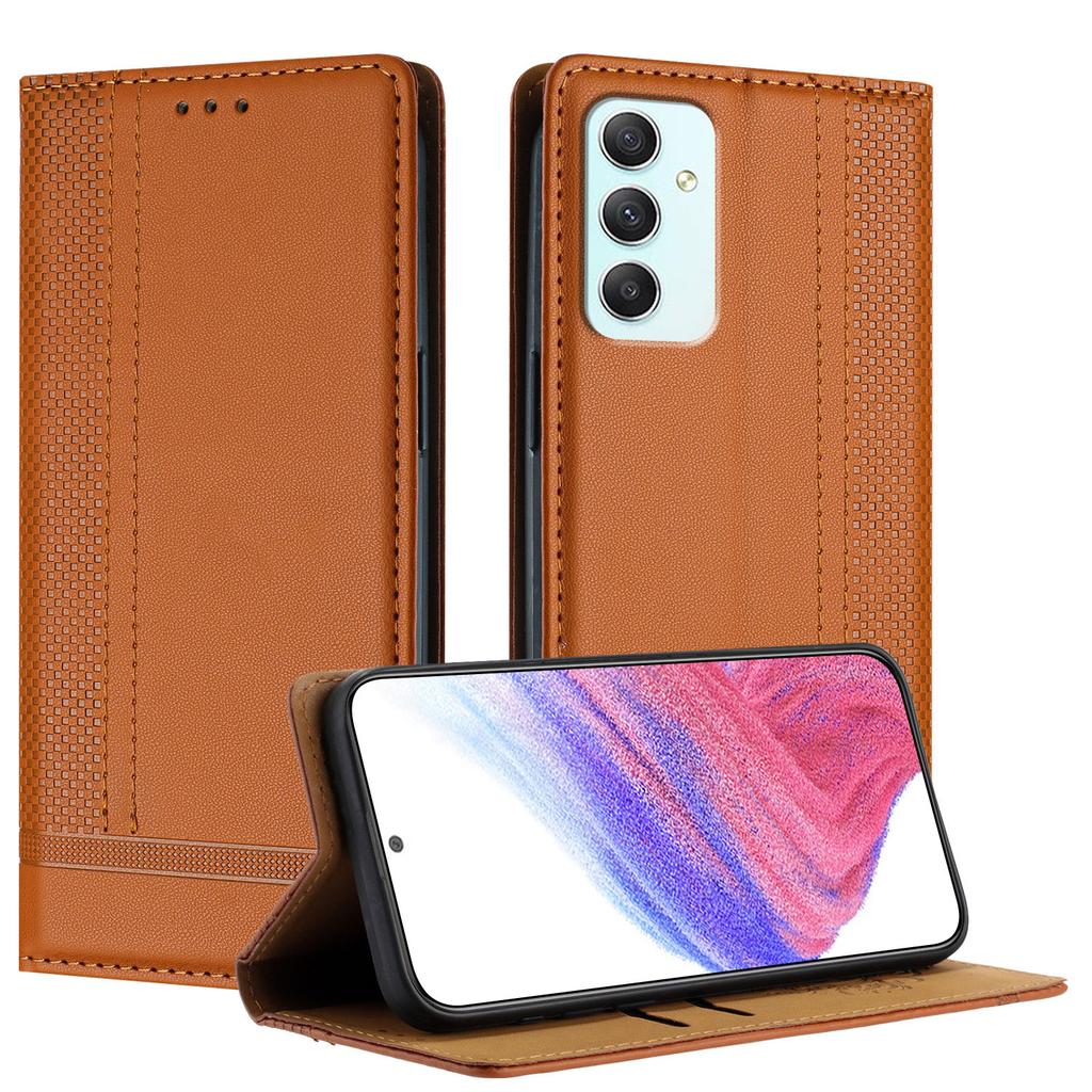 Чехол для Samsung Galaxy A35 5G с L-образным сетчатым узором, кожаная подставка, чехол для телефона с отделениями для карт