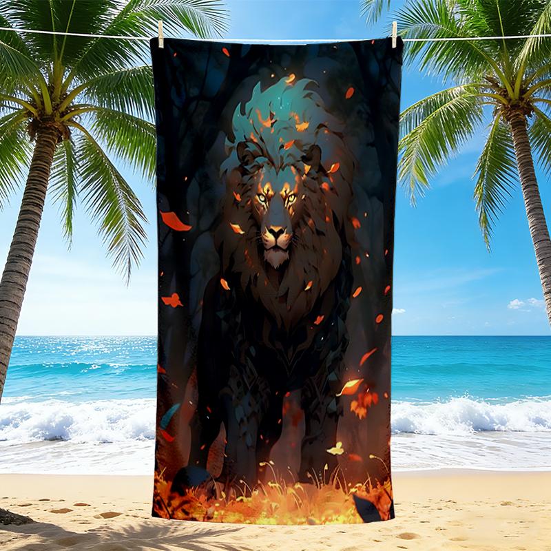1Pc Lion'S Majestic Roar Beach Towel Quick Dry Multiuse For Beach Pool Gym Yoga Home Travel Christmas Halloween Xmas Gift G1102