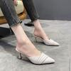 Летние новые женские тапочки, простые однотонные туфли-мюли Baotou Stiletto, сексуальные туфли с острым носком для банкета и офиса, женские туфли на высоком каблуке, Zapatos