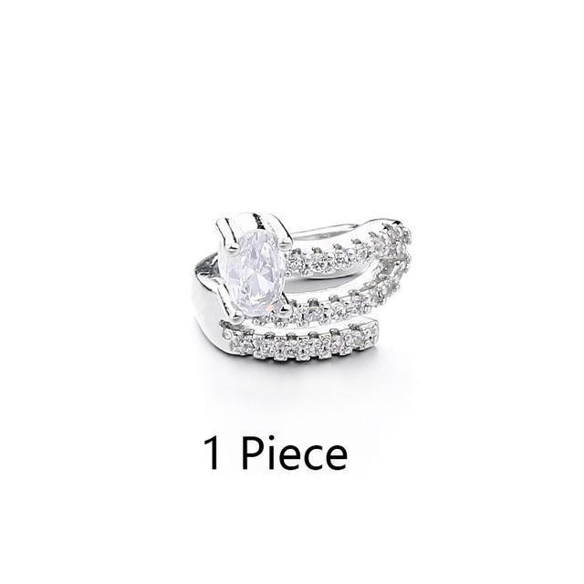 ANENJERY Геометрические многослойные цирконовые волнистые серьги-клипсы для женщин, крутые клипсы-крючки без ушных отверстий, вечерние ювелирные изделия, манжеты для ушей