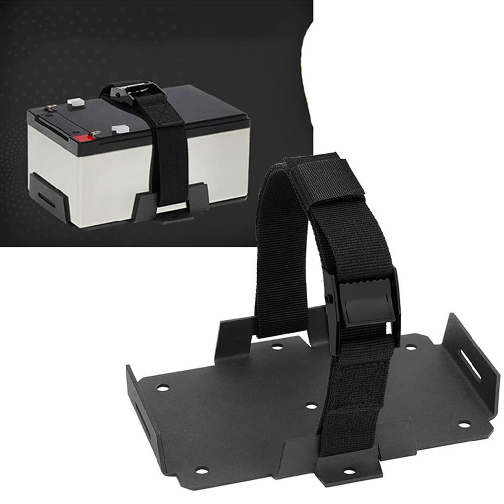 Small Battery Tray Fit 12V-6V / 6AH 7AH 8AH 9AH 12AH 15AH Batteries and More, Adjustable Hold-Down Strap Battery Mount