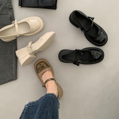 Туфли Мэри Джейн на толстом каблуке. Женская обувь. Новые весенние туфли в стиле ретро с круглым носком. Белые туфли-лодочки на среднем каблуке. Женская обувь на платформе.