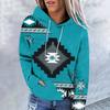 Women's Fashion Casual Ethnic Style Printed Long Sleeved Hooded Sweater Top