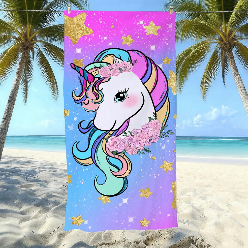 Seaside Microfiber Beach Towel, Water-Absorbing Quick-Drying Double-Sided Velvet Printed Bath Towel