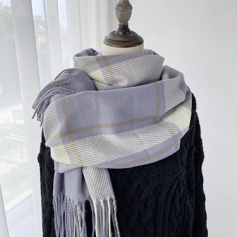 Vintage Striped Light Green Beige Winter Warmth Windproof Scarf for Men and Women, Dry Clean Only, Tassel Edges, Soft Texture, Outdoor Cozy