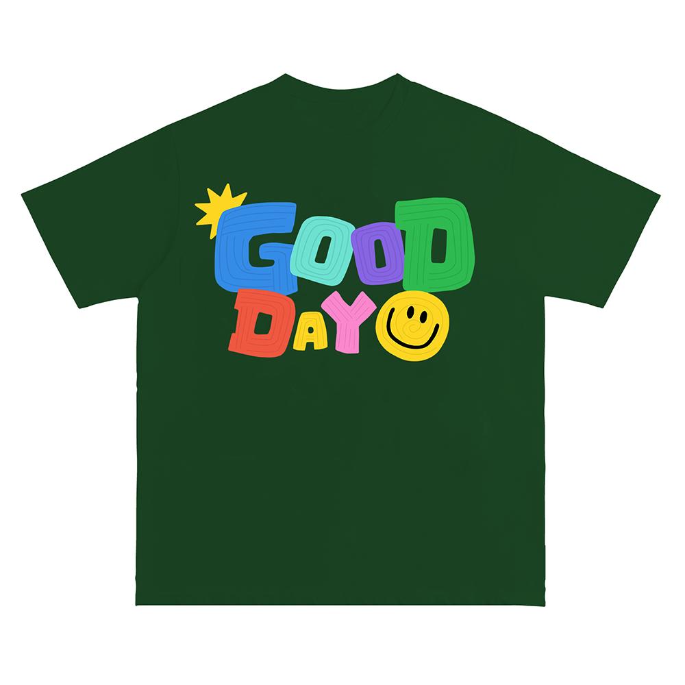 Цветной рисунок Письмо Good Days Print Футболка Мужская Женская Творческая Летняя Хлопковая Короткий Рукав Уличный Стиль Оверсайз Повседневный Топ