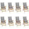 Day and Night - Day and Night Reclining Garden Chairs with Cushions 8 Pcs Solid Teak