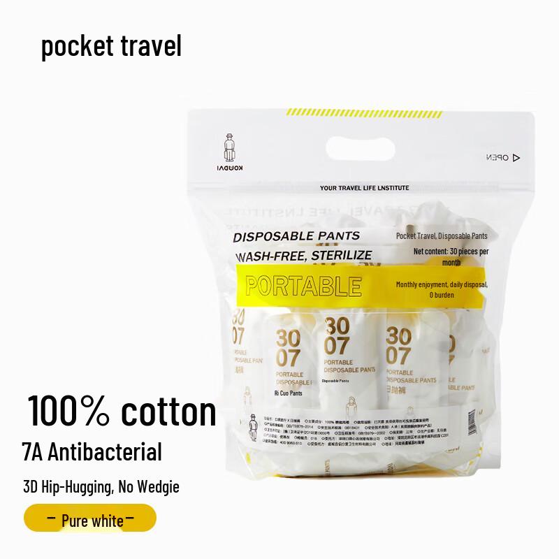 Pocket Travel Women's Disposable Cotton Underwear (30-Pack)