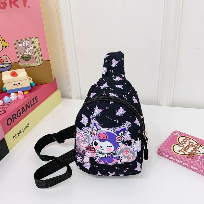 Детская нагрудная сумка Sanrio Kuromi с мультяшным принтом, из дышащего нейлона, для повседневного использования
