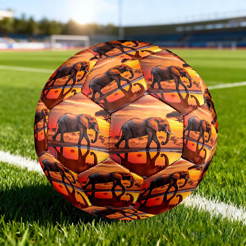 1pc African Sunset Elephant Size 5 Soccer Ball Professional Match Training Football Indoor &Outdoor Sports Ball Lightweight Durable c6568