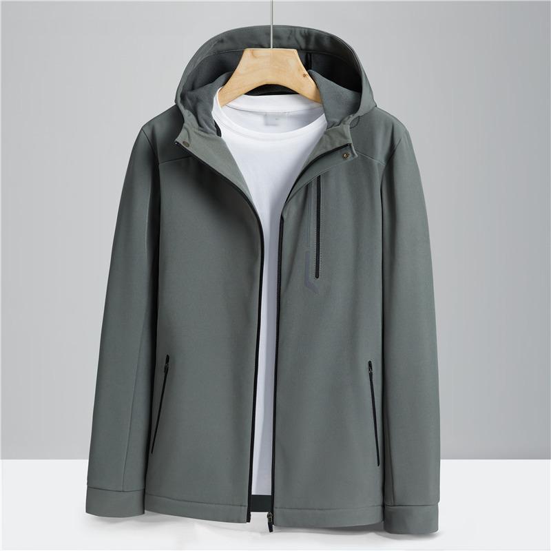 Waterproof and Windproof Soft Shell Hooded Men's Spring and Autumn Thin Single-layer Outdoor Clothing Mountaineering Jacket Trendy Jacket To Keep Warm
