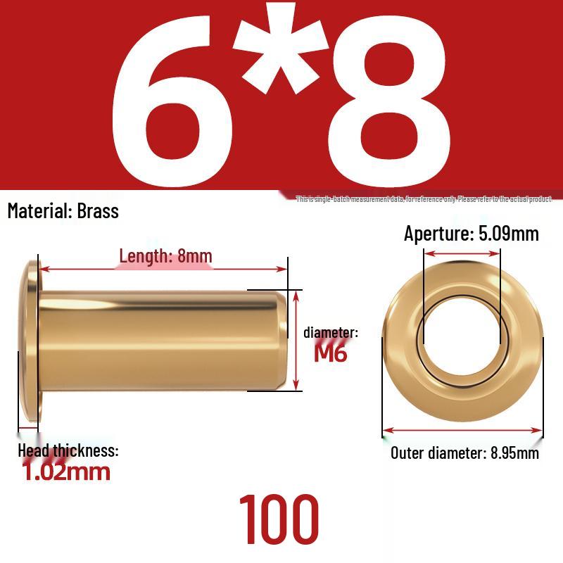 Pure Brass Hollow Rivets & Copper Eyelets Fasteners M1.3–M5