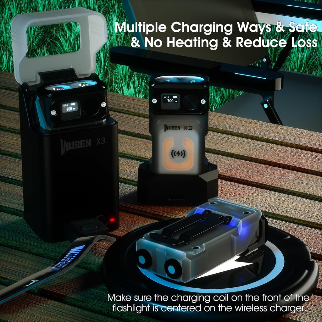 WUBEN X3 Мини аккумуляторный фонарик с зарядной базой 180 градусов EDC брелок фонарик Twist IP65 водонепроницаемый магнит карманный фонарик 10 режимов
