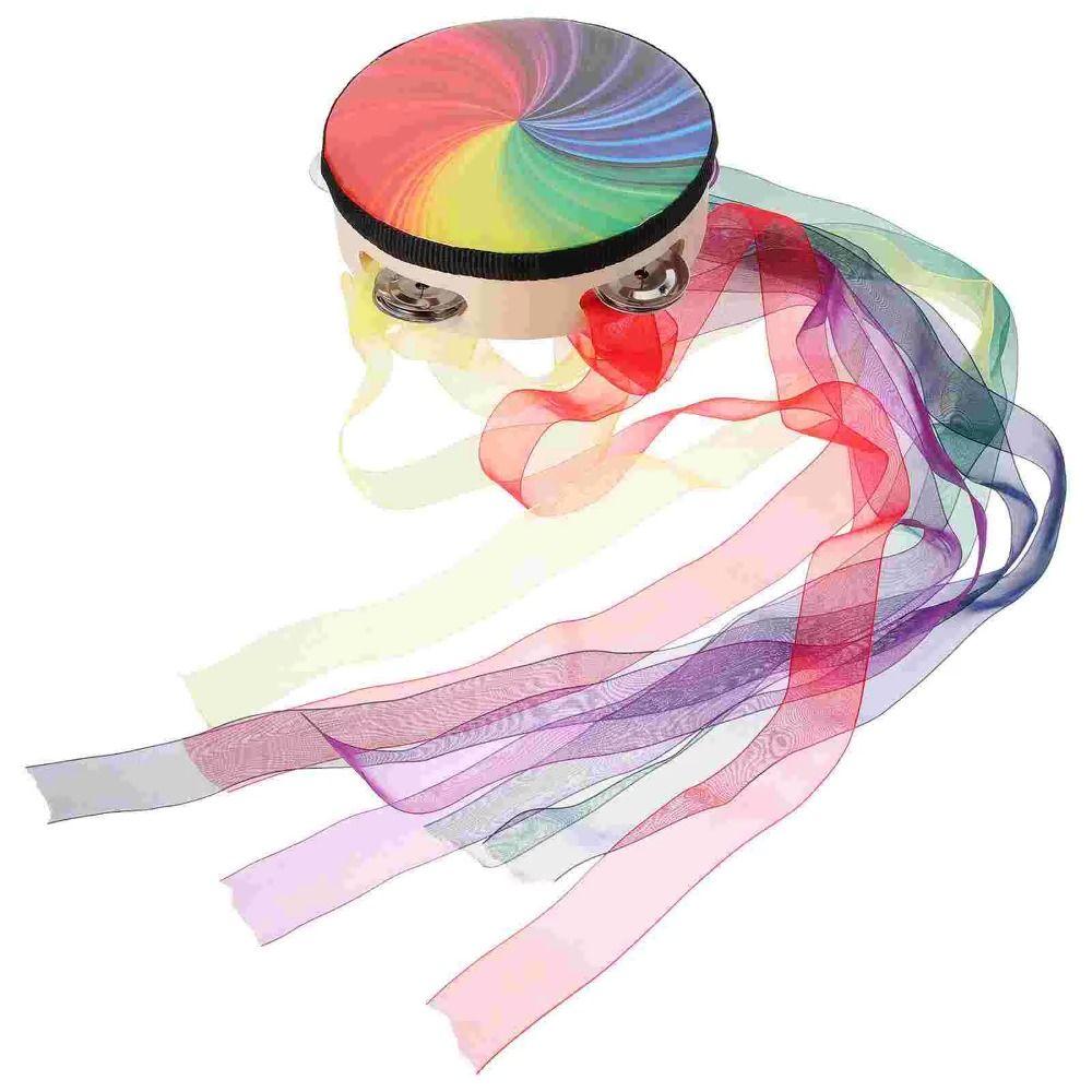 Percussion Tambourine Ribbon Single Row Tambourine KTV Party Handheld Drum  Musical Instruments