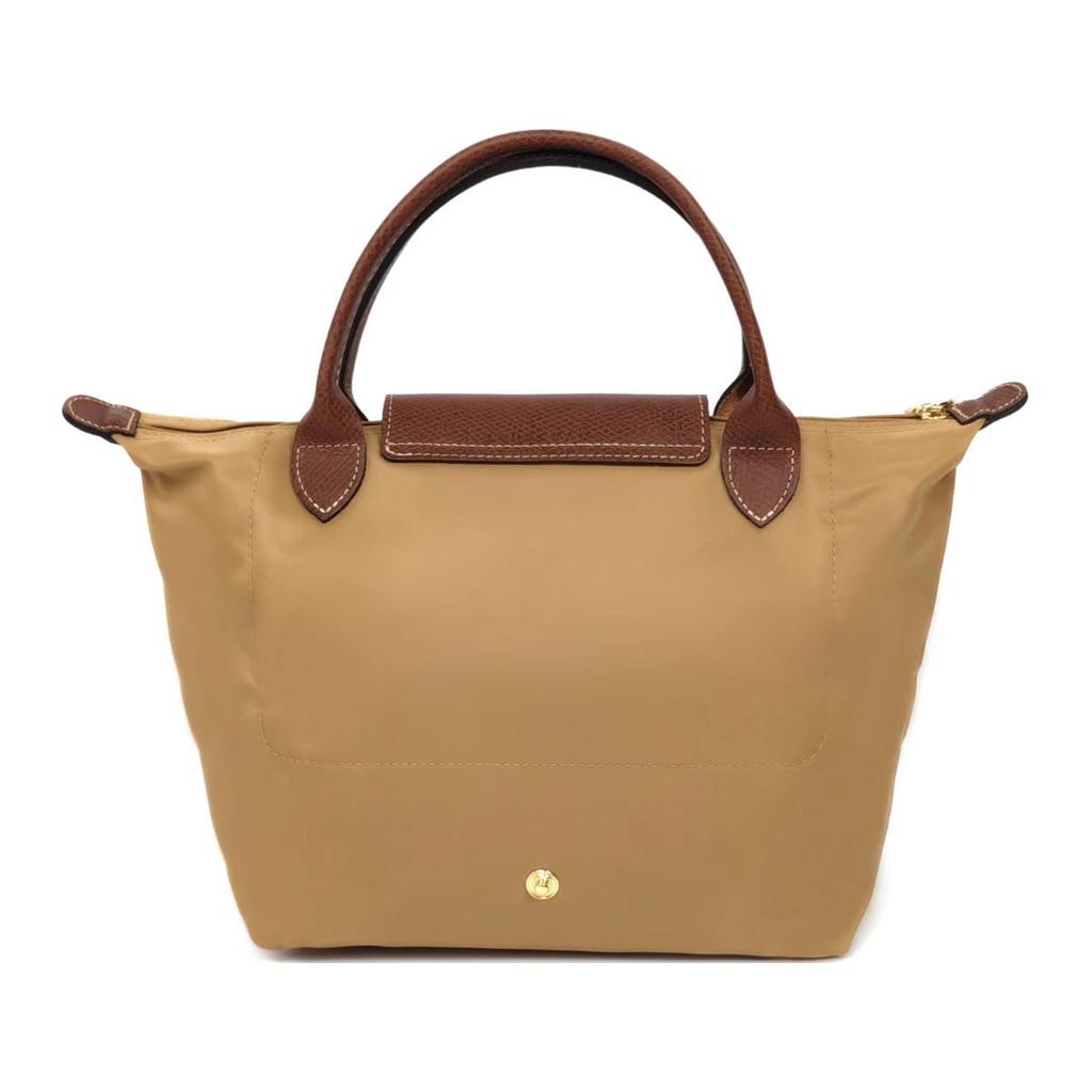 Longchamp Сумка-тоут Le Pliage Original Series с тисненым логотипом из нейлонового холста и кожи, форма «пельмень», маленькая, женская, светло-коричневая 1621089P86