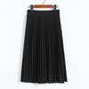 Spring Autumn Fashion Women's High Waist Pleated Solid Color Half Length Elastic Skirt