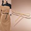 Four Seasons Available New Women'S Leather Thin Belt With No Hole Design Decorative Belt Waist Seal Dress Versatile Two Layer Leather Belt