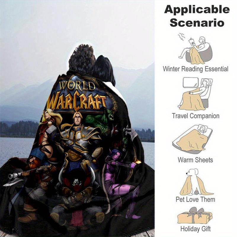 1pc World of Warcraft: A Magical Home Decor Gift, Cozy Flannel Blanket for Bedroom, Living Room, Travel, Camping, Car, Beach, Office Naps, Perfect as