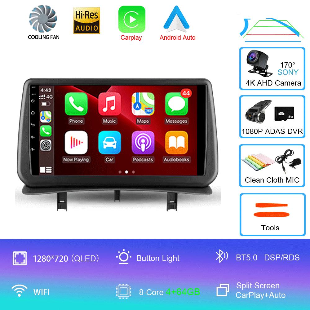 Видеоплеер Автомобильный Радиоприемник Android 14 Для Renault Clio 3 2005-2014 Беспроводной CarPlay Auto 4G Мультимедиа Навигация GPS 2din