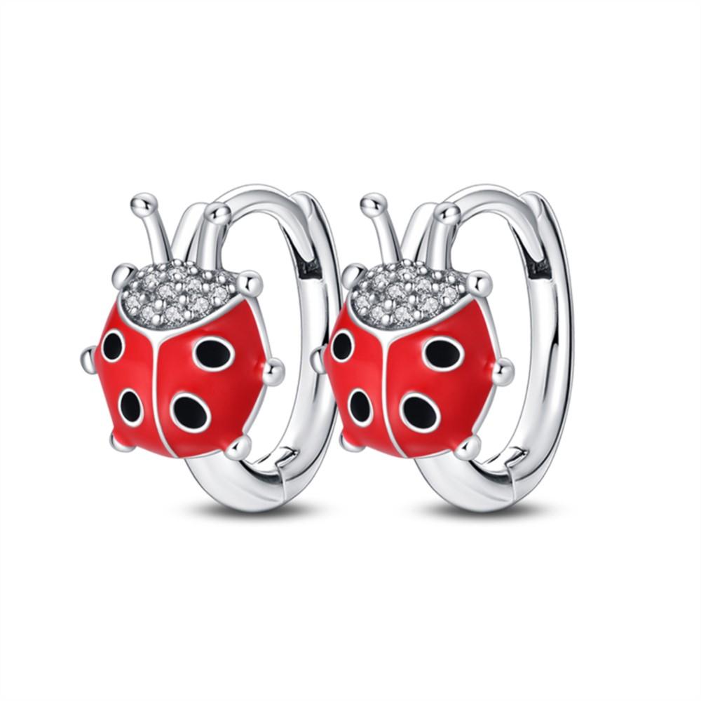 Серьги-кольца из серебра 925 пробы Серия «Пчелы Бабочки Насекомые» с цирконами Женские Украшения Подарки Аксессуары