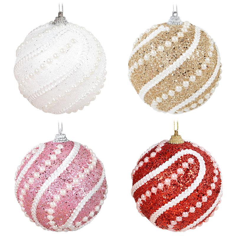 2/4 шт 8 см рождественские шары блестящие рождественские елки подвесные безделушки из пенопласта подвесные украшения рождественские украшения для дома 2024 Navidad