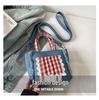 Korean Style Plaid Lace Bucket Handbag - Cute Bow Crossbody