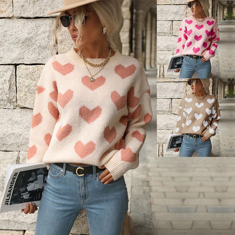Осенне-зимний женский повседневный свитер с длинными рукавами и надписью «Любовь» на День святого Валентина