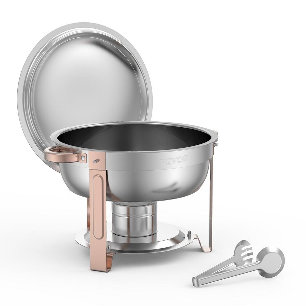 5 Qt 4 Pack Round Chafing Dish Buffet Set Full-Size Pan Stainless Steel