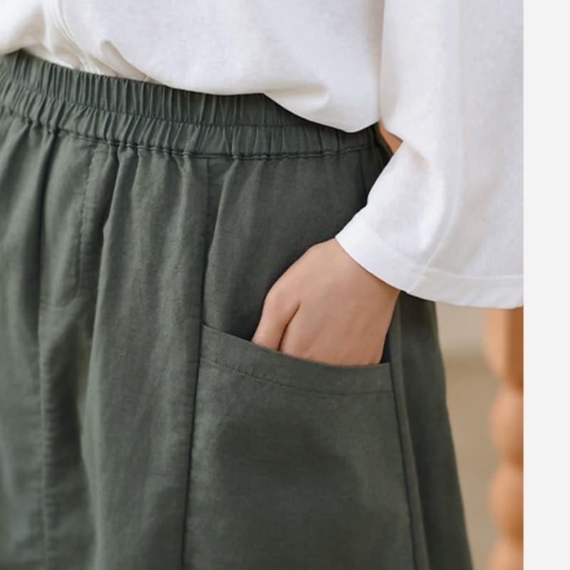 Johnature Женские винтажные юбки трапециевидной формы, сплошной цвет, эластичная талия, лоскутные карманы, весенние повседневные женские юбки