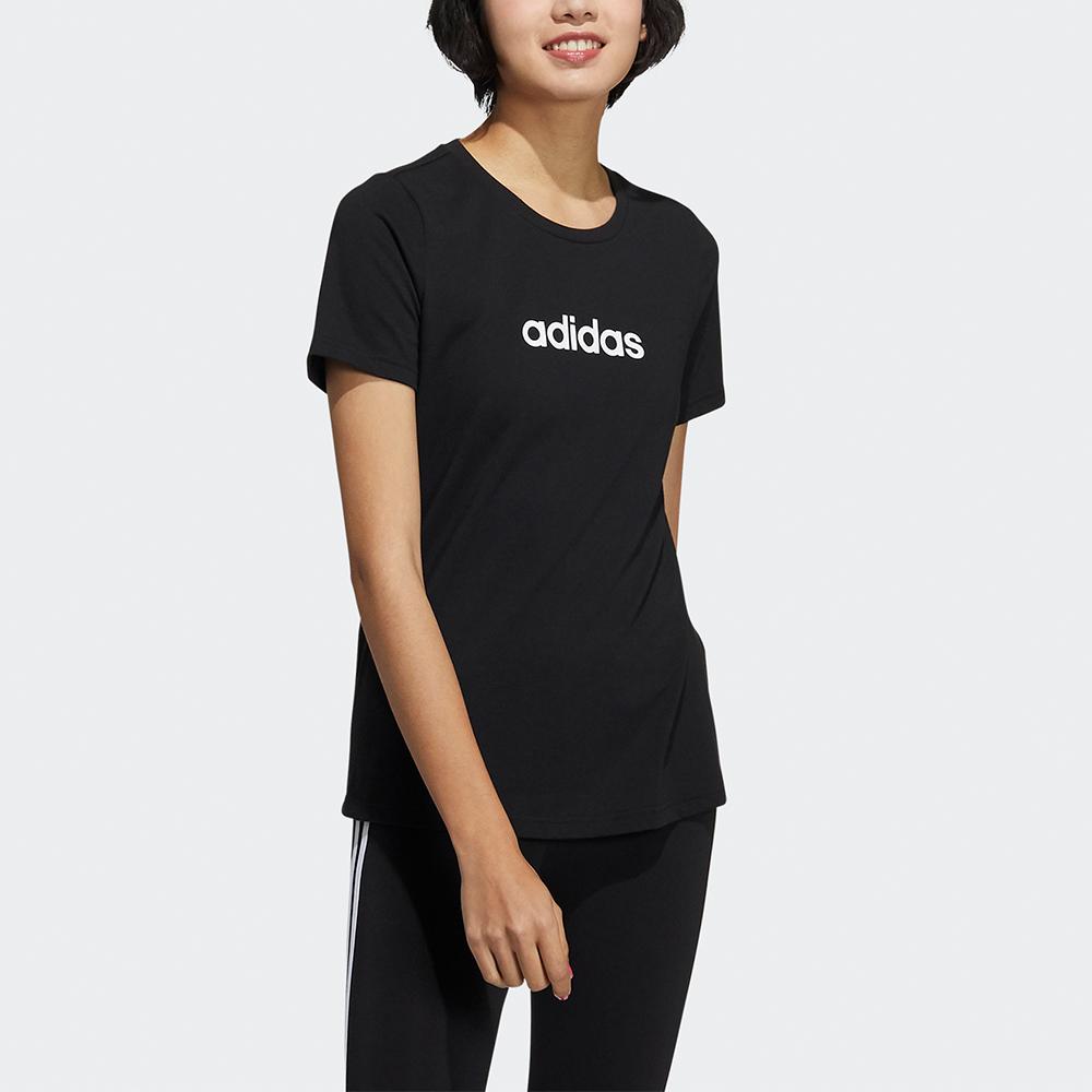 Adidas Neo Logo Sport Round Neck Short Sleeve T-Shirt Women Tops Black GS5177