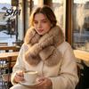 Мягкий воротник с текстурой соболя, шарф-накидка из искусственного меха для женщин, двусторонний плюшевый шарф на шею, роскошный модный зимний меховой воротник, осенний термо