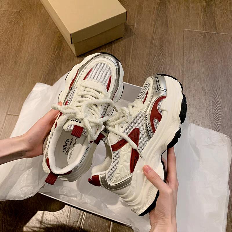 Daddy Shoes Women's 2025 New Summer Breathable Mesh Single Shoes Platform-soled Fried Street Light Running Casual Sports Shoes