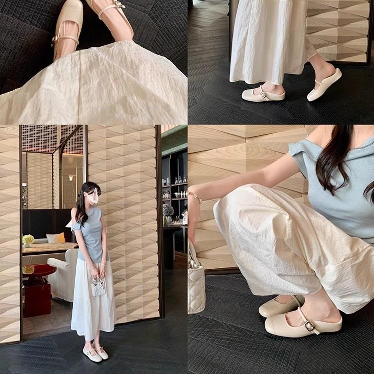 Версия Су Иинь с полуспущенным задником ~ 35 мм внутренняя танкетка и носок Мэри Джейн полушлепанцы женские крутые шлепанцы лето