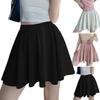 Женская мини-юбка, эластичная юбка трапециевидной формы из ледяного шелка с высокой талией, однотонная плиссированная спортивная юбка, летние плиссированные шорты, юбка